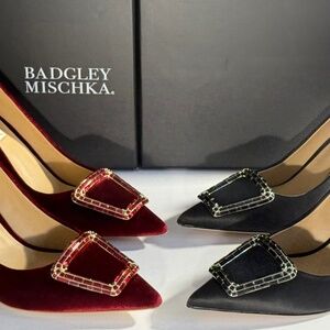 Badgley Mischka Women's Aubree Stiletto Pumps wt Crystal Buckle PICK COLOR SIZE